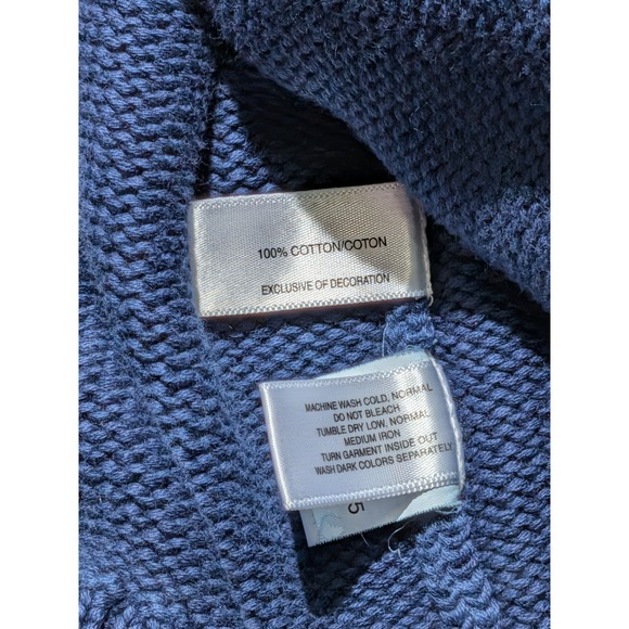 Cutter & Buck Blue Cotton Sweater XL Chunky Knit Elbow Patch - Picture 13 of 13